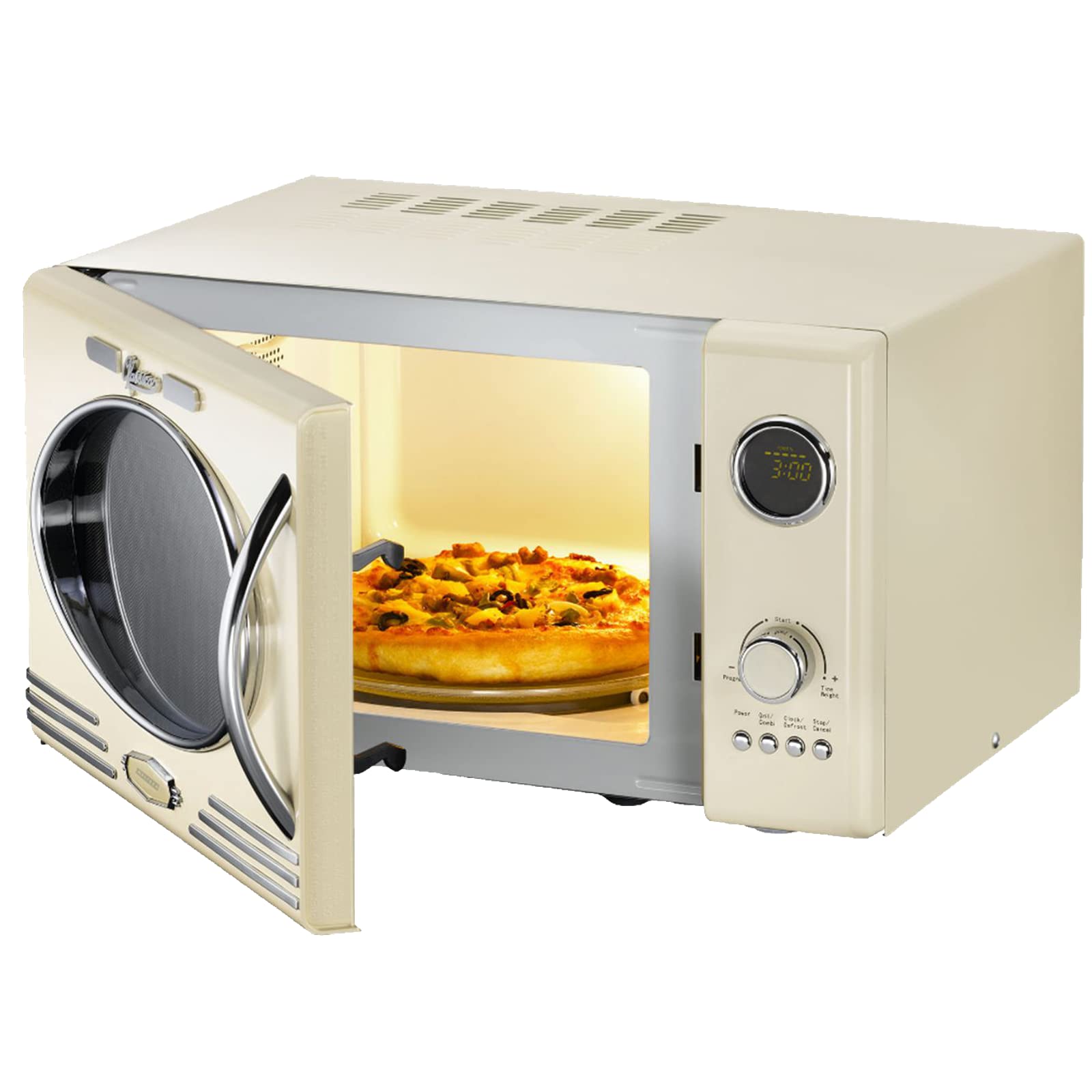 MELISSA 16330128 Retro kuchenka mikrofalowa / 1000 W/pojemność 23 l, designerska kuchenka mikrofalowa z grillem/kremowymi kolorami