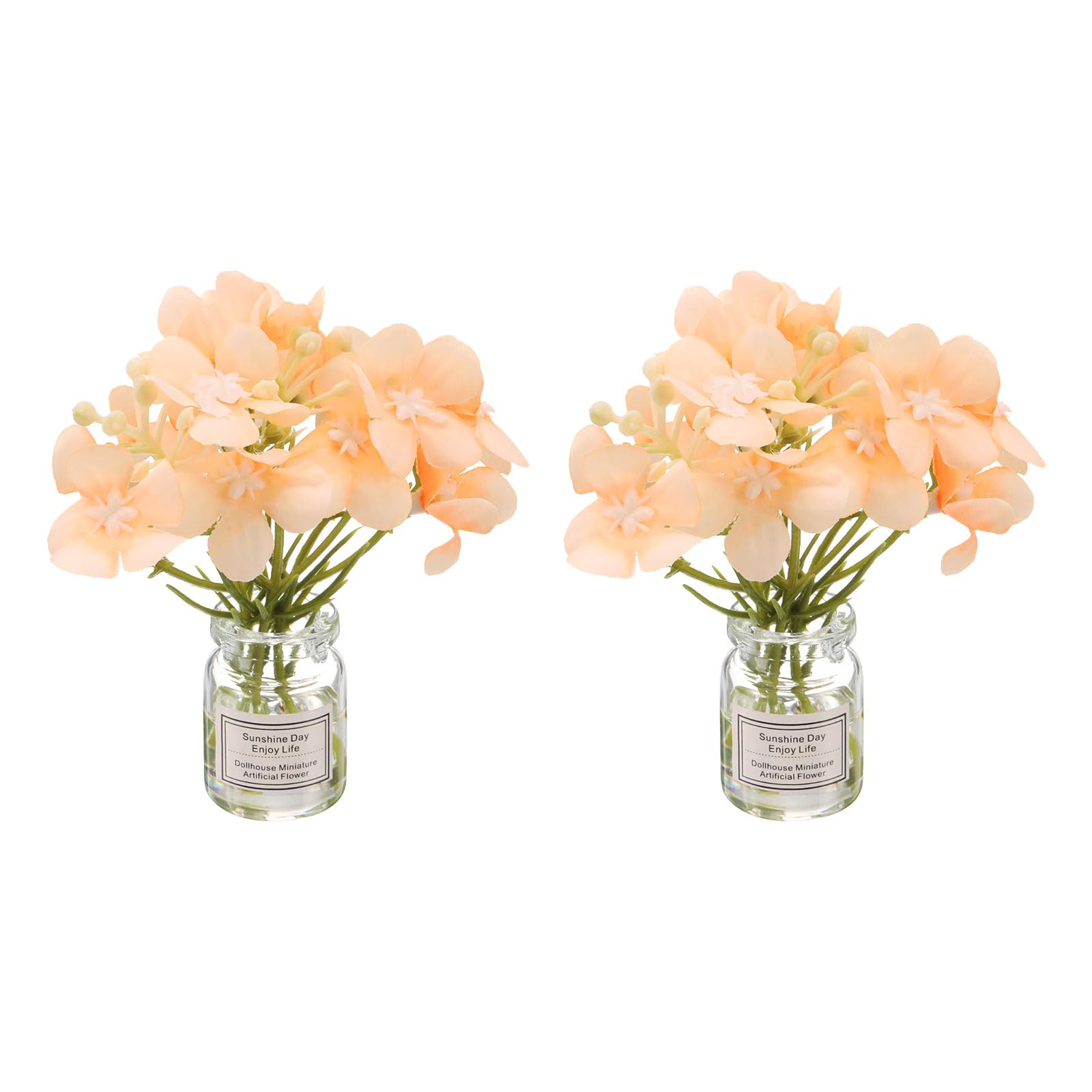 CoCud Mini Flowers Dollhouse in Vase, Silk Plastic Miniature Dollhouse Accessories with Tiny Flower Orange - (Applications: for 1:12 1:8 or 1:6 Scale Fairy Micro House) 2-Pieces