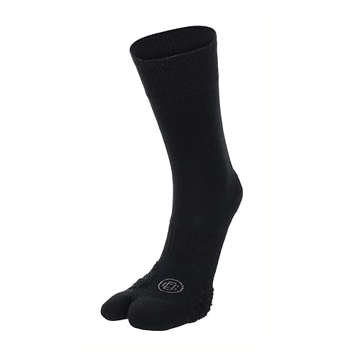 Doctor's Choice Calcetines altos para alivio de juanetes con separador de dedos divididos y amortiguación suave para Hallux Valgus (negro, mediano)