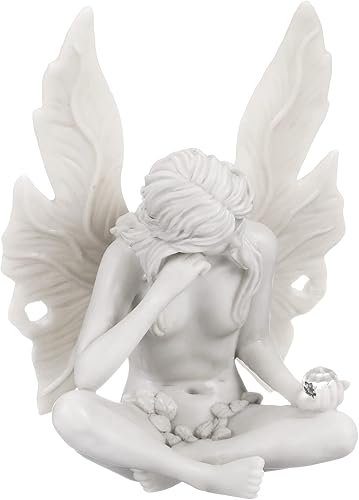 Miniatura 10 de Design Toscano Gazing Secret Garden - Figura de estatua de hada, 7 pulgadas de ancho, 10 pulgadas de alto, resina de piedra fundida, acabado de