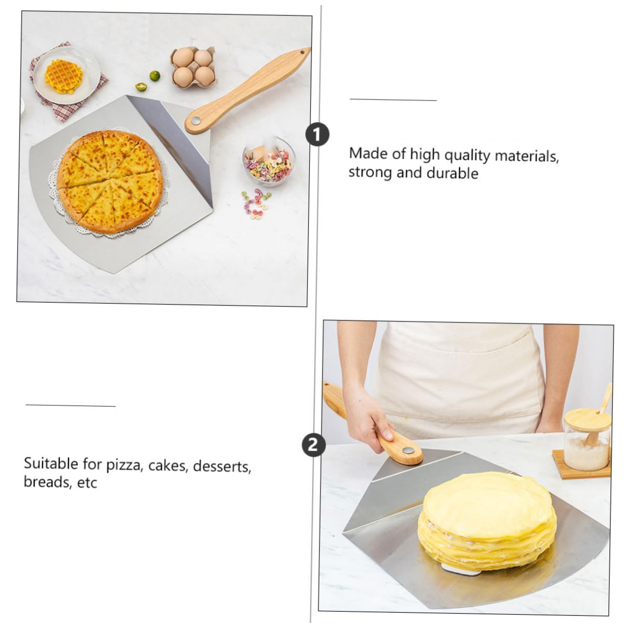 BESTYASH Pelle à Pizza Pliable Inox pour Transfert de Gâteau Ustensile de Cuisine Léger Résistant Accessoire Professionnel pour Maison et Restaurant