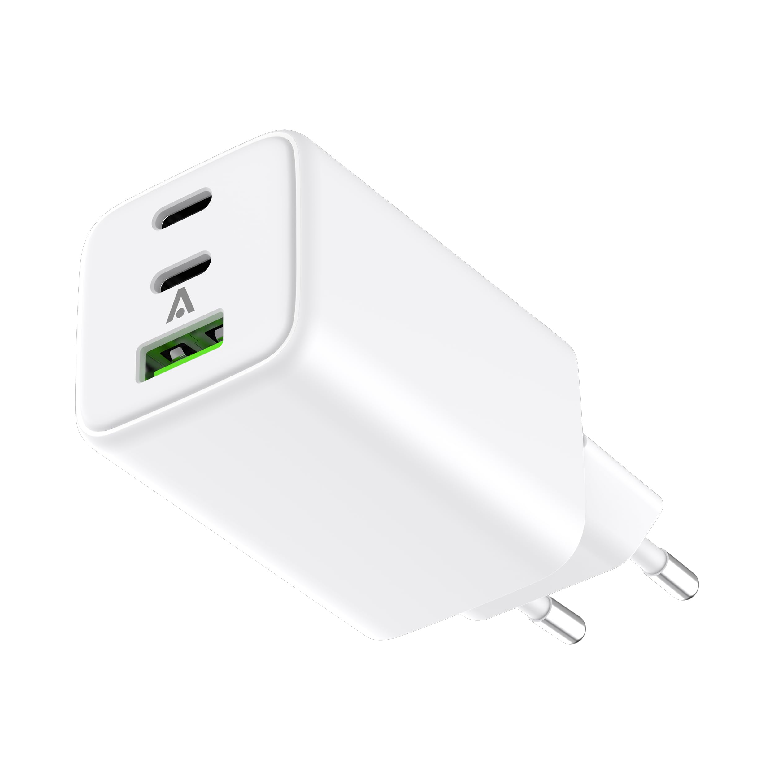 USB-C+C+A, caricabatterie rapido Apple, Samsung, Xiaomi, Huawei, Sony, Google spina di ricarica a 3 porte, colore bianco