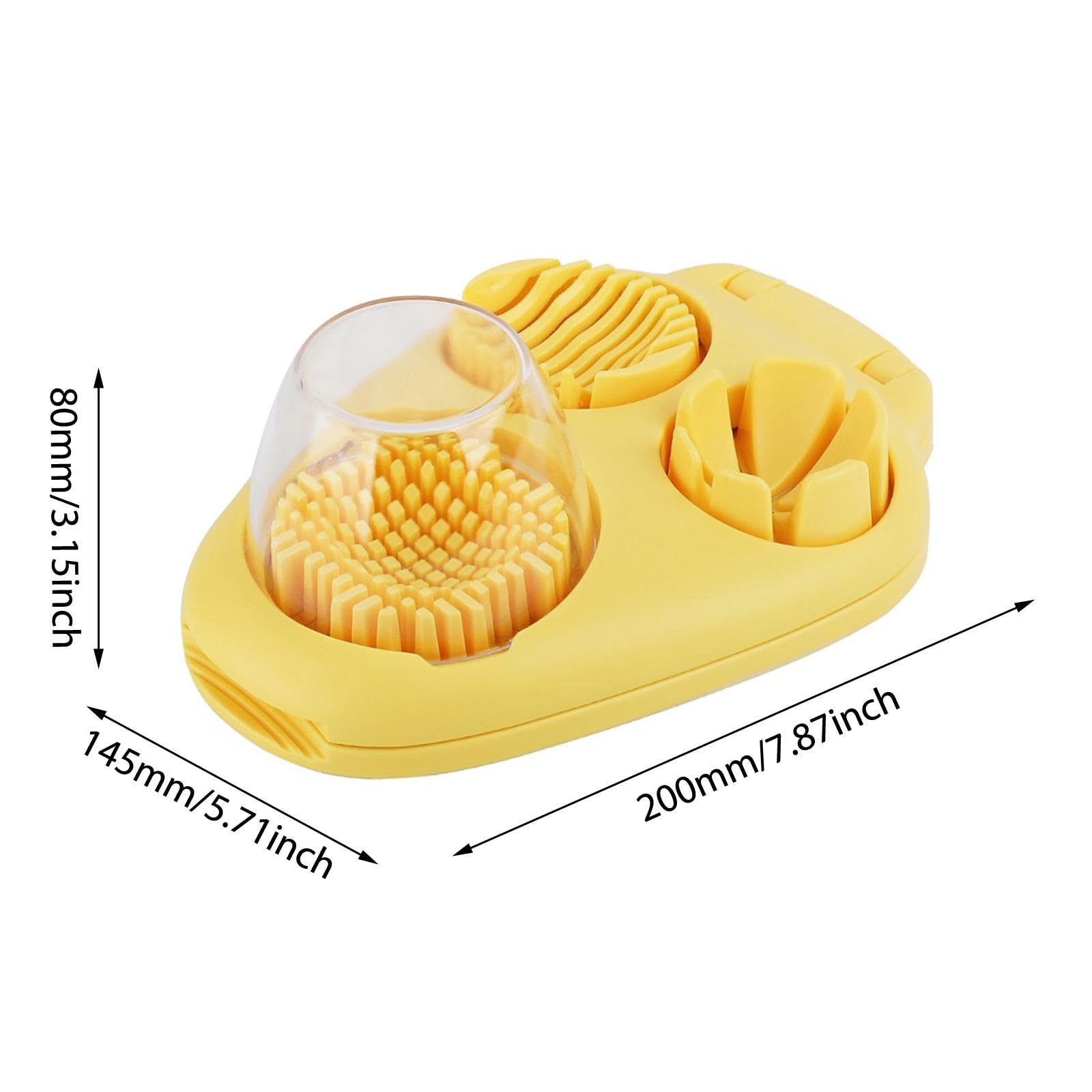 Eierschneider für hart gekochte Eier mit Behälter, 3-in-1-Schneider, Würfelkeil für Kiwi-Pilz, Erdbeersalat, Vorbereitung, 20 x 14,5 x 8 cm