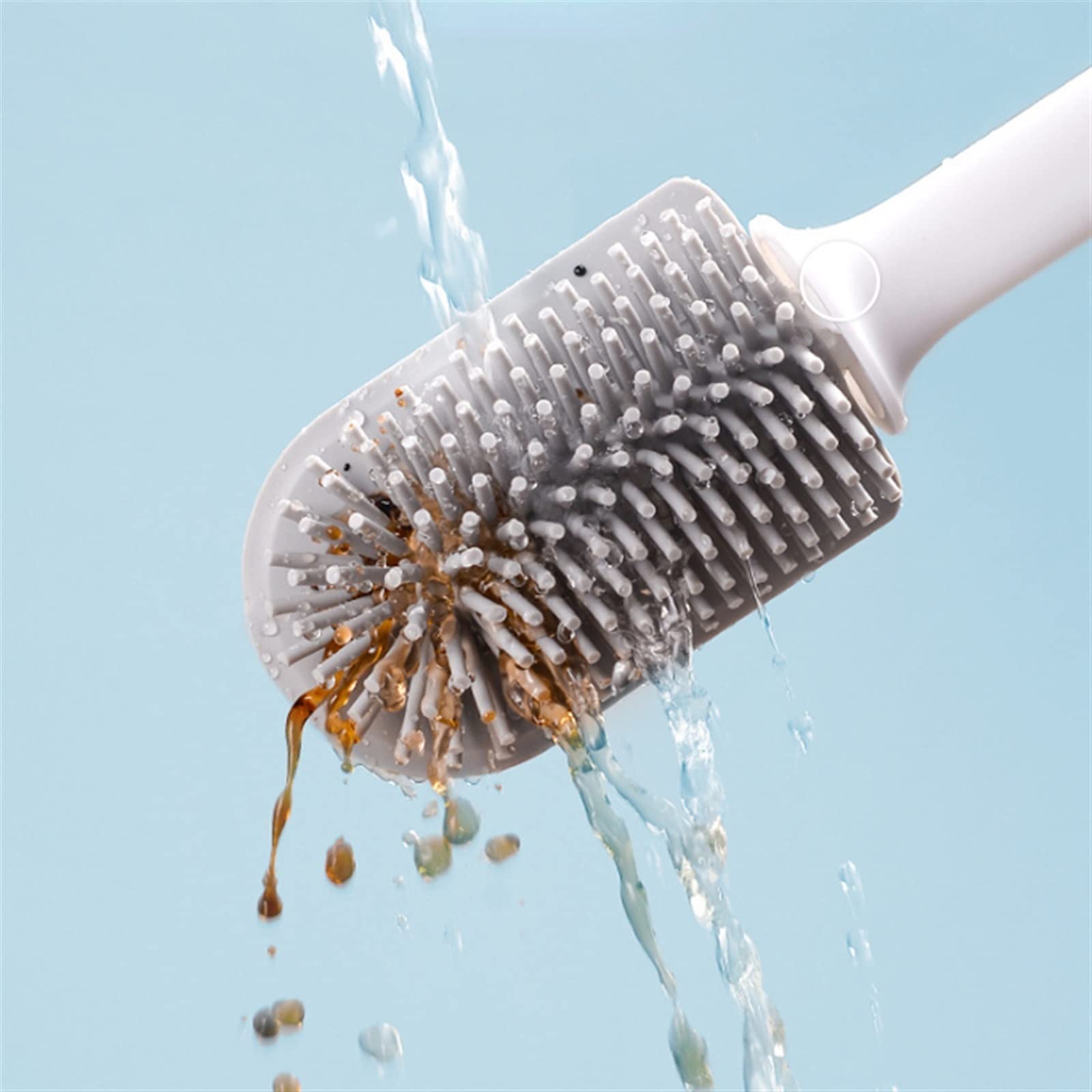 Eficiente inodoro con mango extraíble duradero TPR limpiador de baño montado en la pared, soporte negro, accesorios de limpieza esenciales para la higiene del hogar y el baño