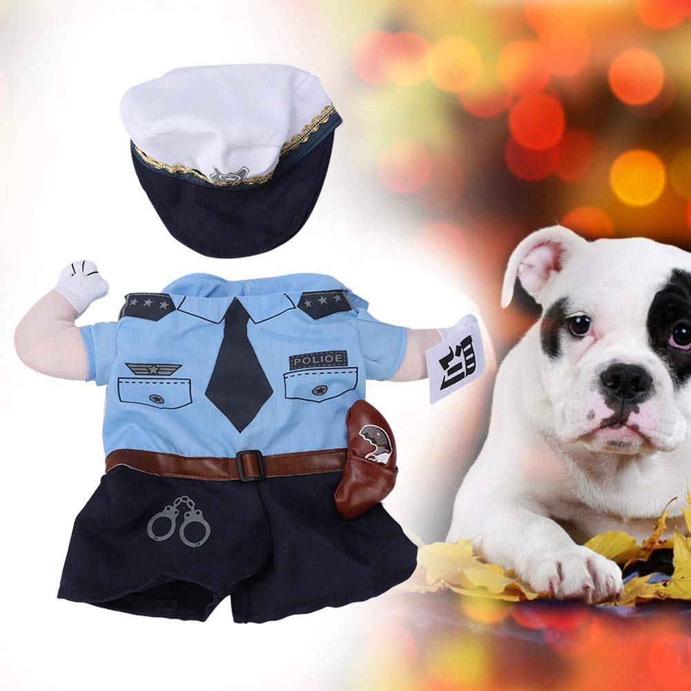 Zwierzę domowe Policja Kostium Zwierzę domowe Halloween Boże Narodzenie Sukienka Cosplay Zabawny pies Kot Rekwizyt Cosplay Dressing Odzież imprezowa na Halloween Boże Narodzenie Weekendowe imprezy Urodziny (M)