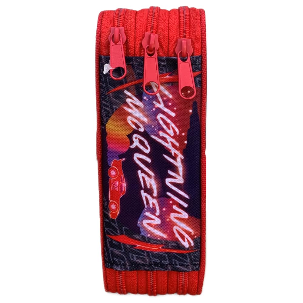 Astuccio Scuola 3 Zip, Cars, Disney, multiscomparto, Completo 44 Pezzi, Colori Giotto, 20 x 13 x 6 cm
