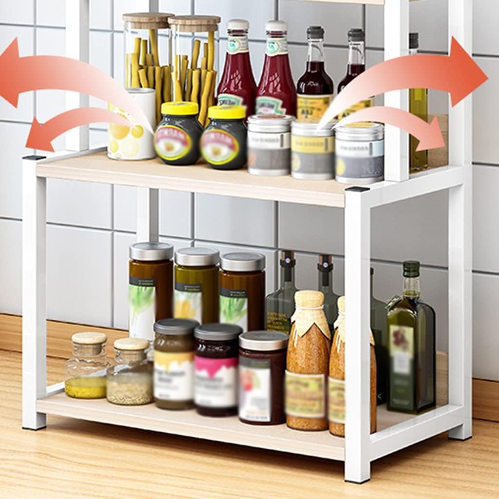 Especiero de 2 niveles, estante organizador de especias independiente para encimera, almacenamiento de especias para frascos de botellas, soporte de almacenamiento de acero inoxidable para cocina (c