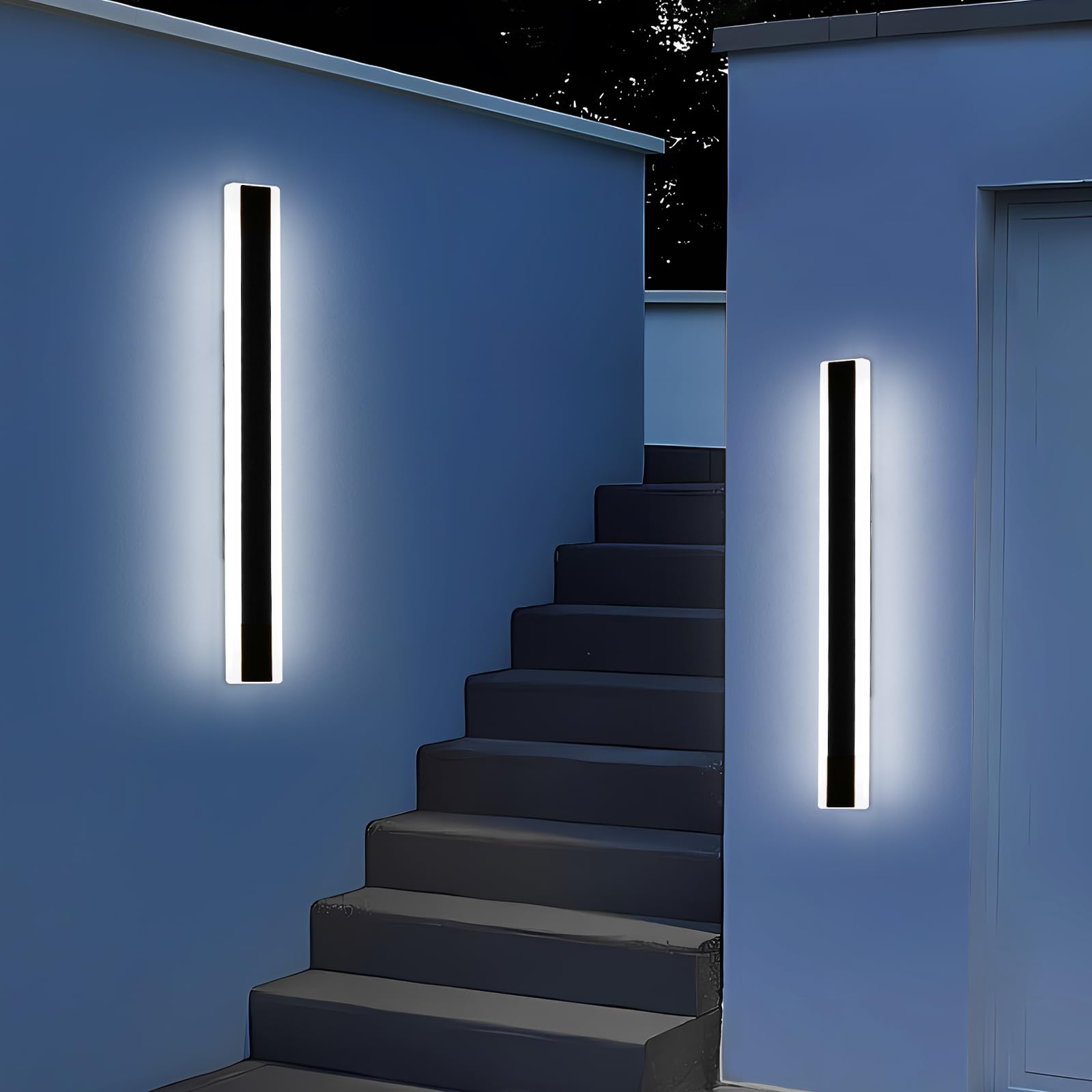 Mikeru 40CM Black Wall Lights, 2Packs Modern Acrylic Wall Light 3000K/4500K/6500K 3 Color Hard Wired Outside Light Wall Mounted Light for Lighting in Front of Mirrors, Garden Decoration — view 11