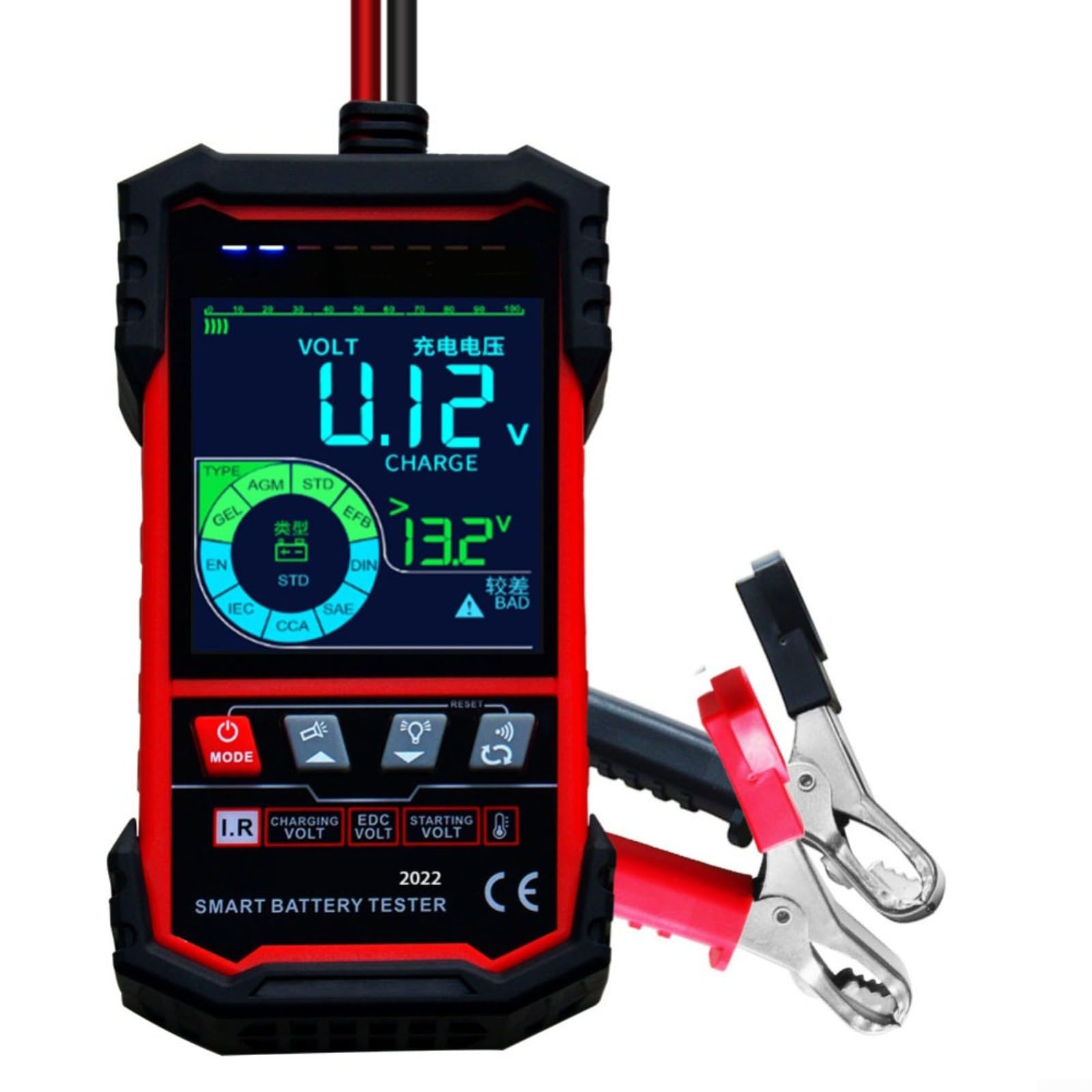 Comprobador de batería para vehículos de 12 V/24 V