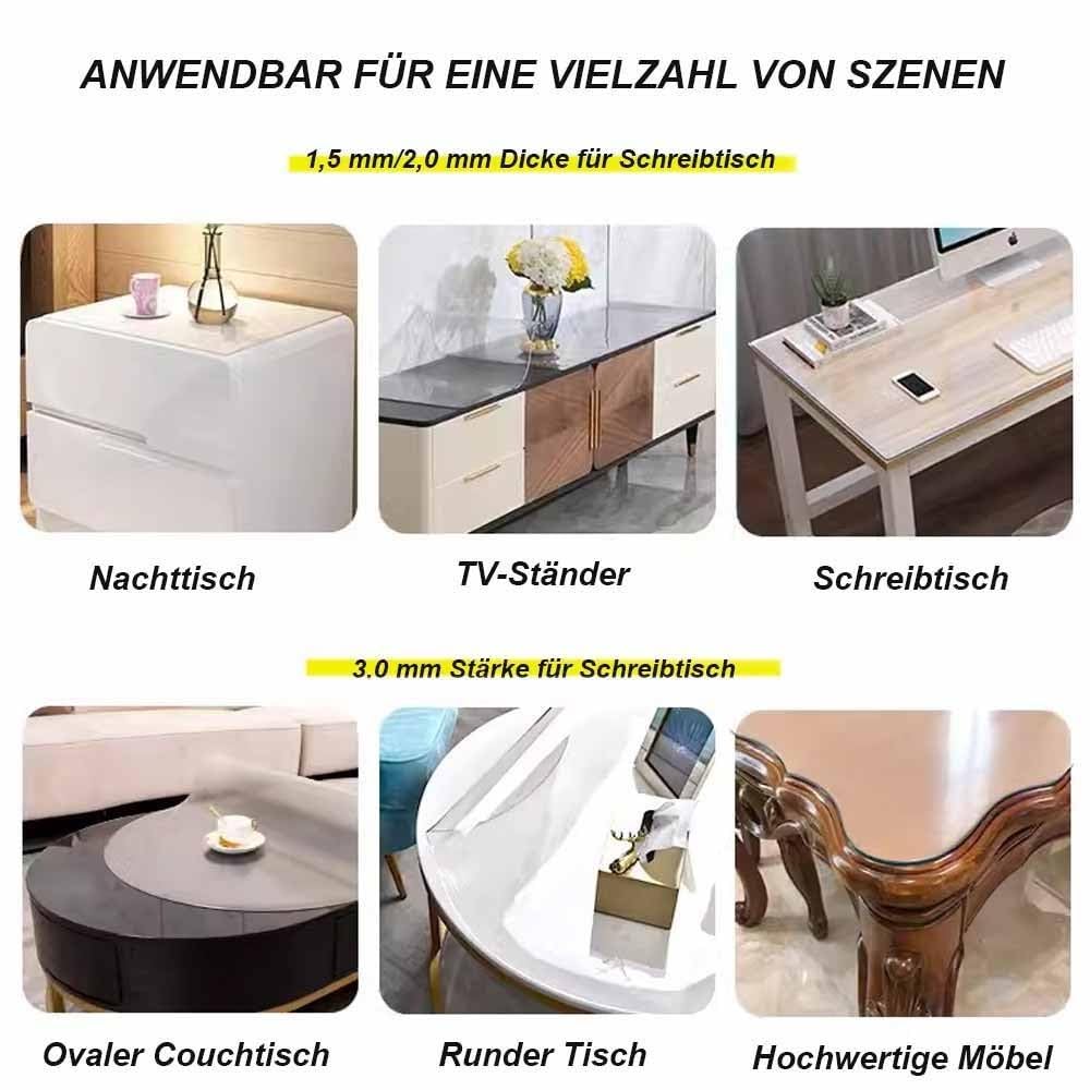 Transparente Tischabdeckfolie, 1,5 mm/2 mm, passgenau, transparenter PVC-Tischschutz, rechteckige Tischdecke, 65 x 190 cm, langlebiger Tischoberflächenschutz