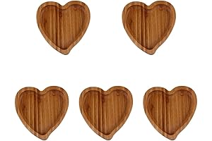 Bamboo Trays Serving: Pack of 5 Creative Heart-Shaped Wooden Snack Holders