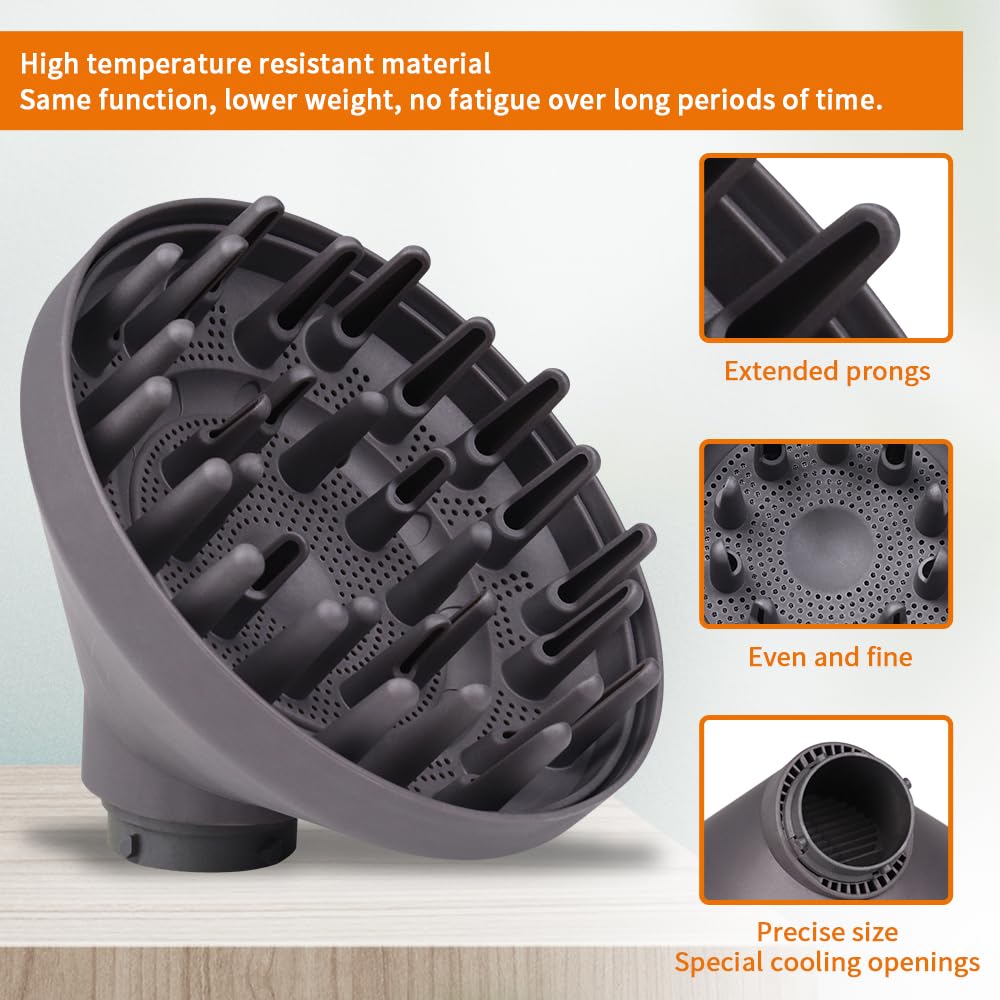 Laymi Diffusore diffusore per Dyson Airwrap, a denti lunghi, per Dyson Air Wrap, accessorio per asciugacapelli, ricci e capelli ricci, conversione Air Wrap Curling Styler grigio scuro nero