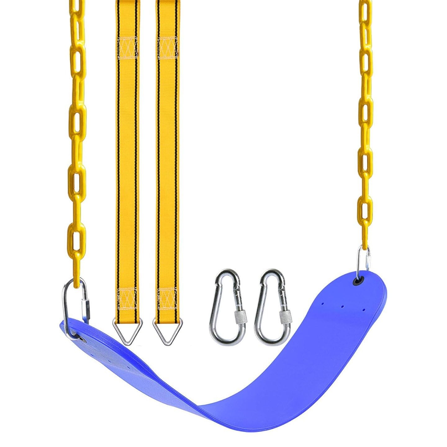 perfk Columpio Infantil Asiento Niño Hamaca Estructura Resistente y Estable Soporta 300kg Acabado EVA Metal Poliéster Colocación Rápida en Barra Única, Azul