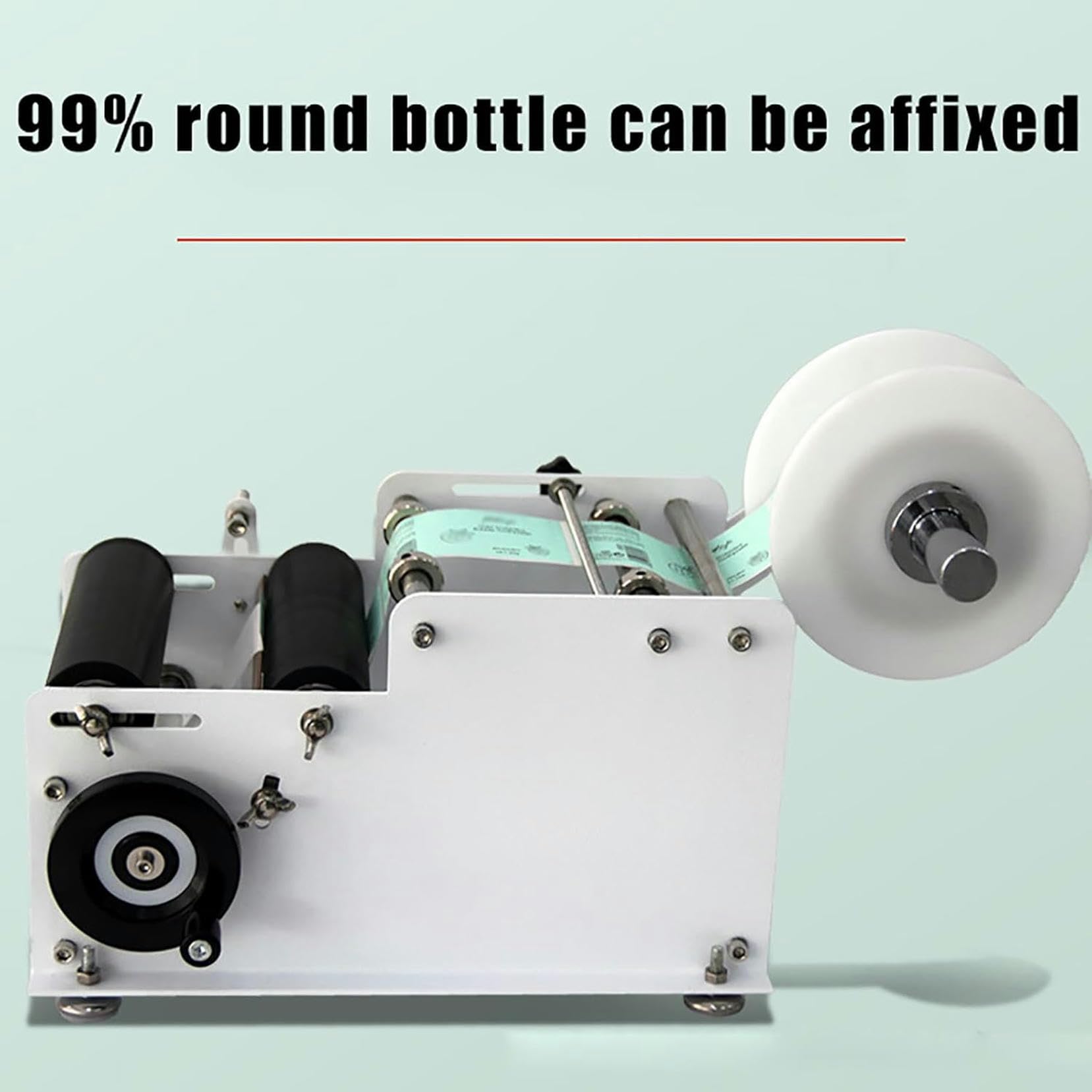 Applicateur d'étiquettes Semi-Automatique, étiqueteuse de Bouteilles Rondes pour diamètre de Bouteille de 15 à 120 mm et Largeur d'étiquette de 10 à 110 mm et Longueur