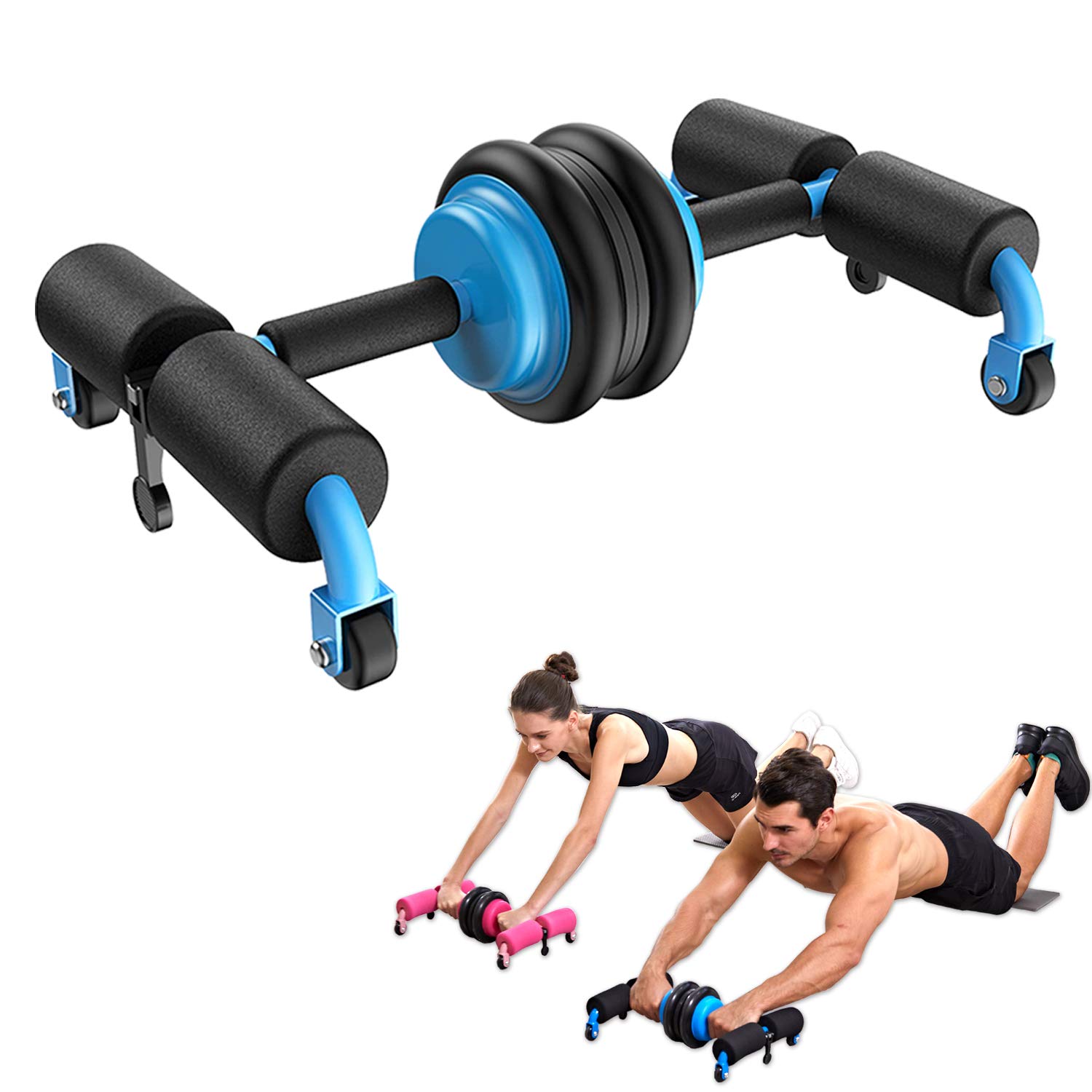 aoyi Ab Wheel Roller Kit with Knee Pad and Resistance Bands, Push up Bar Sit up Assistant Exercise E