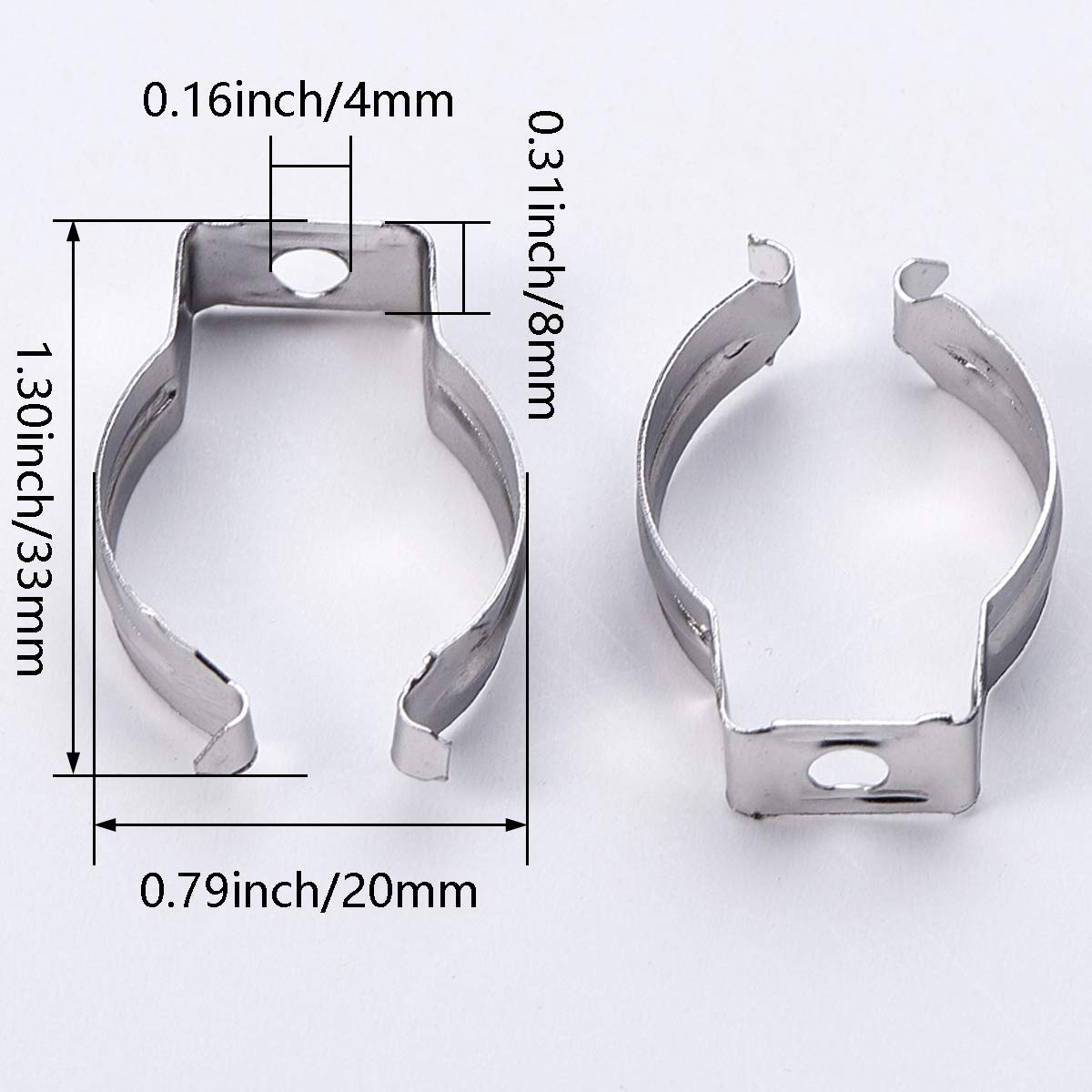 Bettomshin T8 U Clips Holder Bracket, Stainless Steel Lamp Holder for 8Ft LED Lights Mounting Led Fluorescent Tube Replacement Pipe Clamps to Prevent Sagging 50 Pack: Industrial & Scientific