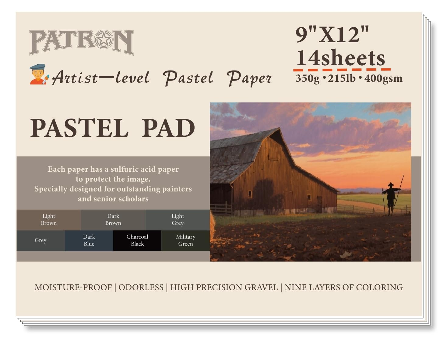 Pastellpapier, 9 x 12 Block (14 Blatt)
