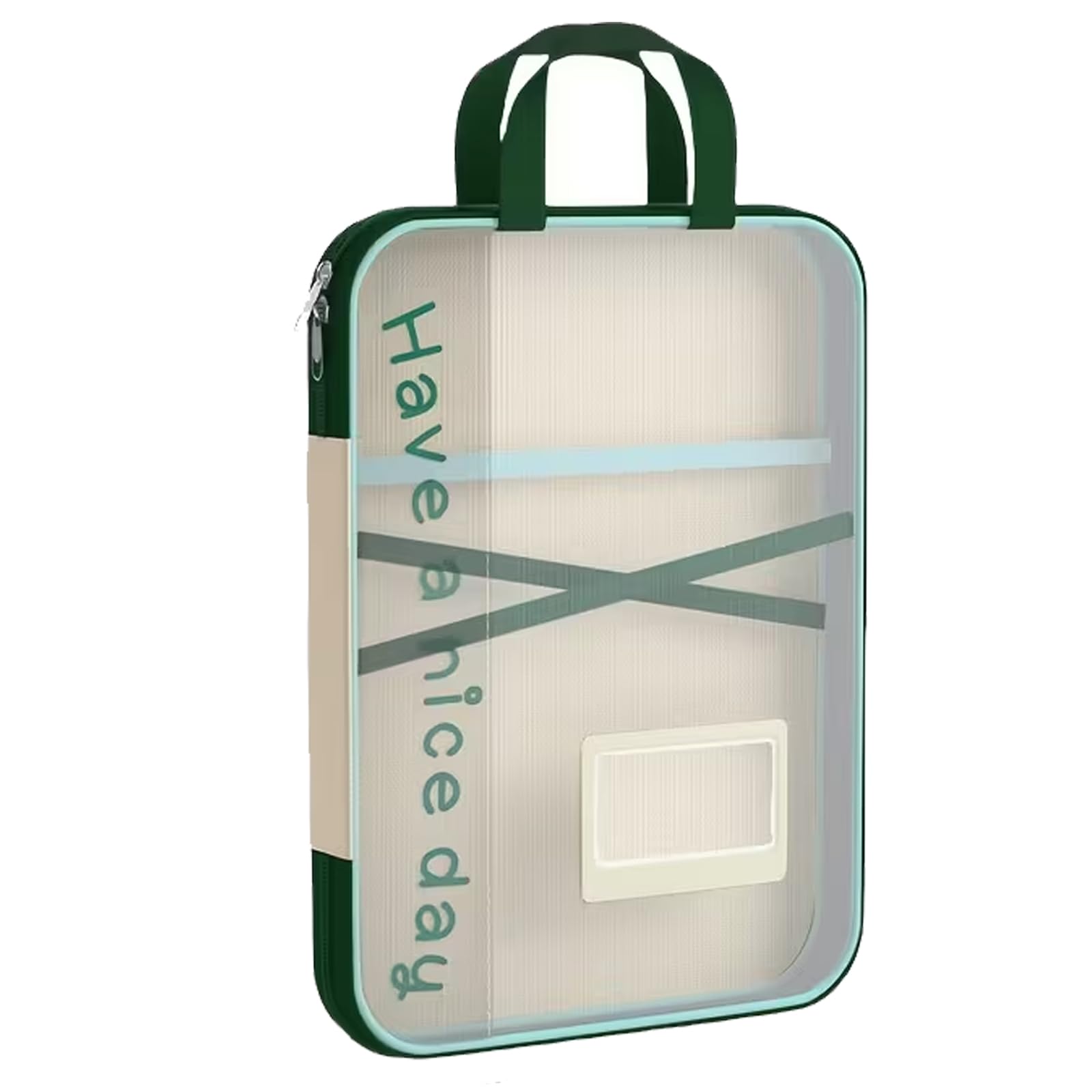 1 Pcs A4 Zippered File Bag Thick Gauze, Classification Organizer, Transparent Nylon File Storage Bag with Dual Handle, Perfect Exam Paper, Book and Office Supplies (Avocado)