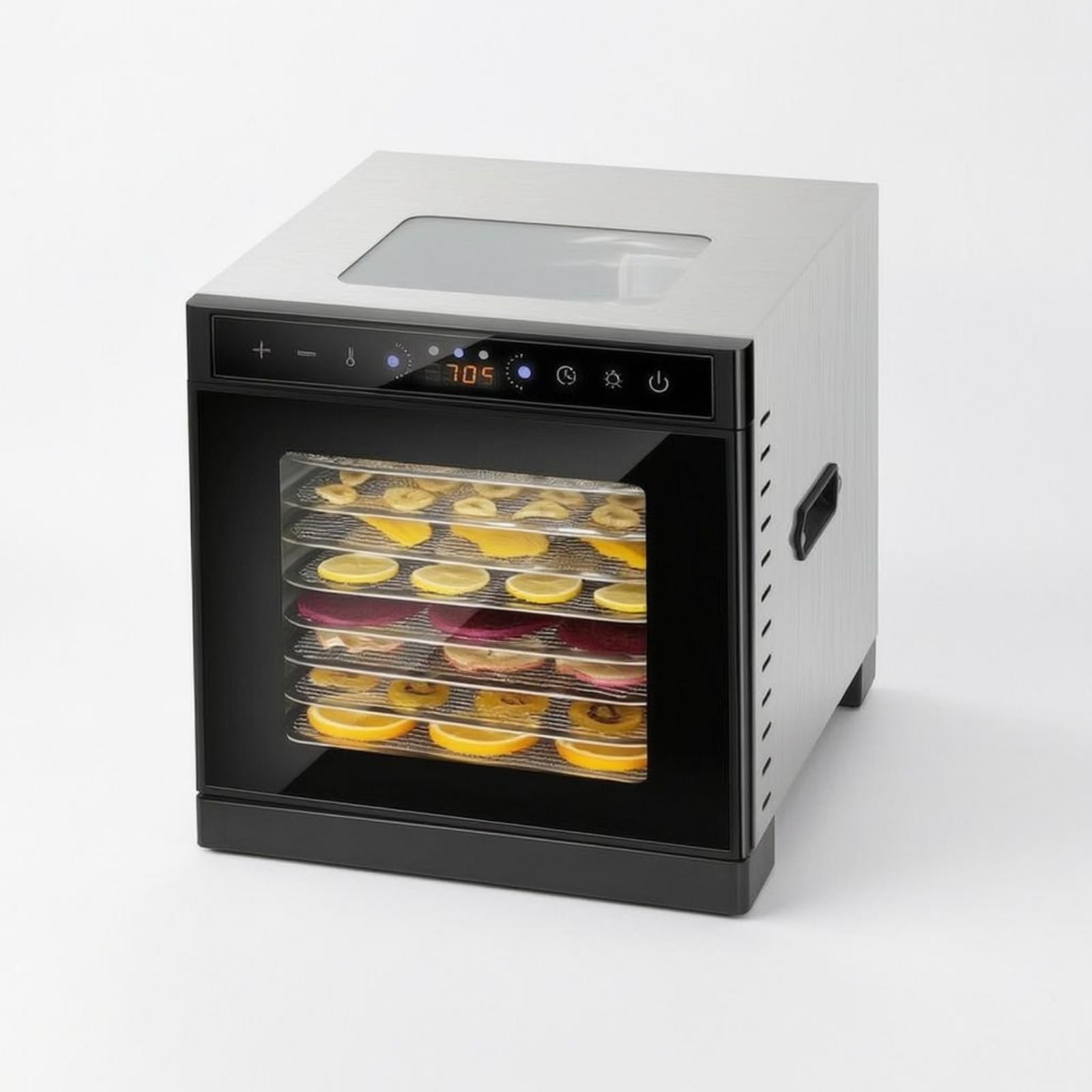 Essiccatore Cibo 400W Luce Interna Disidratatore Alimentare Timer Programmabile Elettrodomestico da Cucina, 8 Strati Con Finestra, Touch, Doppio Strato