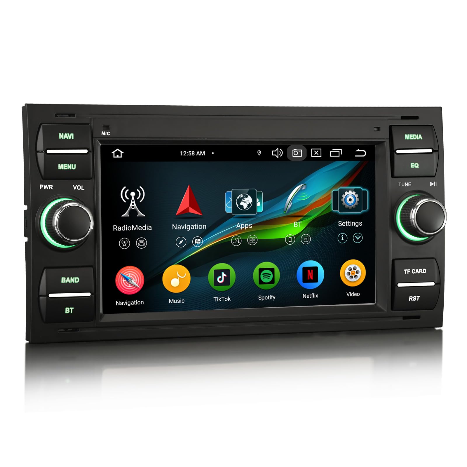 Erisin Android 16 Acht-Kern Autoradio 4GB+64GB Für Ford Focus C-Max S-Max Galaxy Kuga Fiesta Transit mit GPS Navigation CarPlay Android AUTO WiFi 4G Bluetooth AM/FM RDS Radio Touchscreen DAB+ DVR OBD2