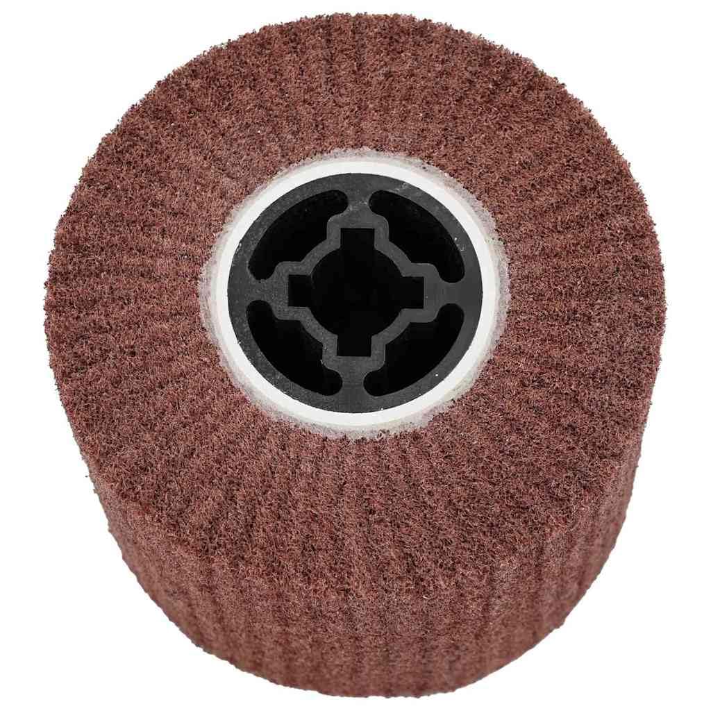 3 rotoli abrasivi marroni in fibra sintetica, 12 x 12 x 10 cm, carta abrasiva robusta per legno, metallo, pietra, plastica, con meccanismo Cam-Lock, versatile, per officina e professionisti
