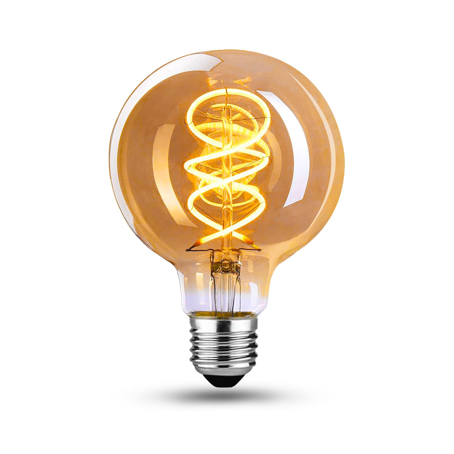 Edison Vintage Glühbirne E27, E27 LED Vintage Dimmbar 4W Retro Glühbirne LED Filament Lampe Warmweiß Ideal für Nostalgie und Retro Beleuchtung im Haus Café Bar,Bernstein-1 Stück(G80SLX)