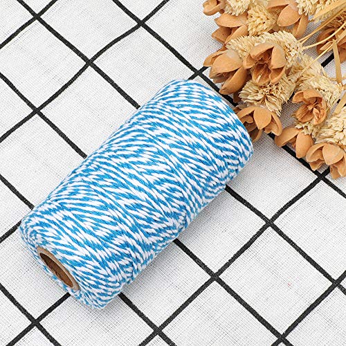 Image of jijAcraft Blue and White Twine String, 328 Feet Christmas Bakers Twine String, 2MM Heavy Duty Packing String for DIY Crafts, Christmas Decoration, Gift Wrapping, Craft Wrapping