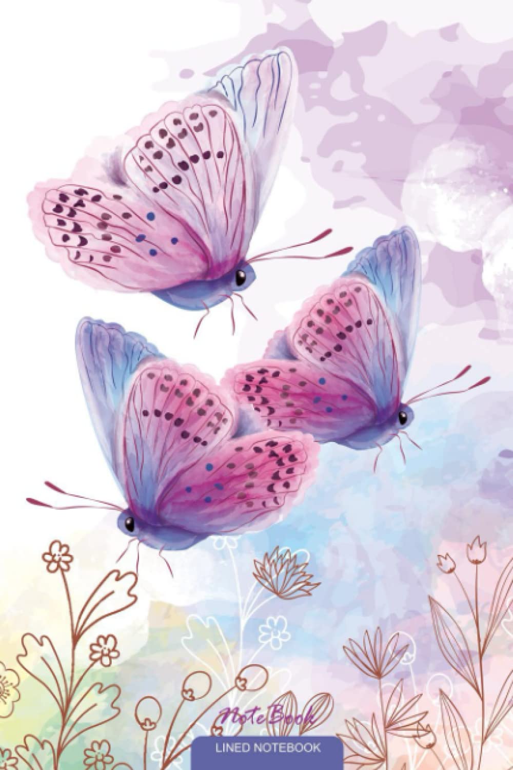 Notebook lined notebook: Purple Lavender Butterflies notebook gift for girl child kids family, friends Journal, Diary book lined 110 Pages, 6x9 Size