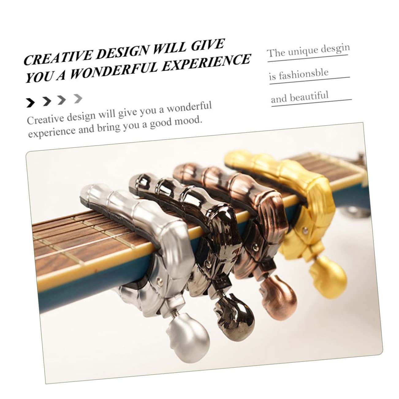 YARNOW 2 Piezas Capo de Guitarra Acústica de Calavera Clip para Ukelele y Clásica Resistente y Elegante Protección Antigolpes Color Plateado