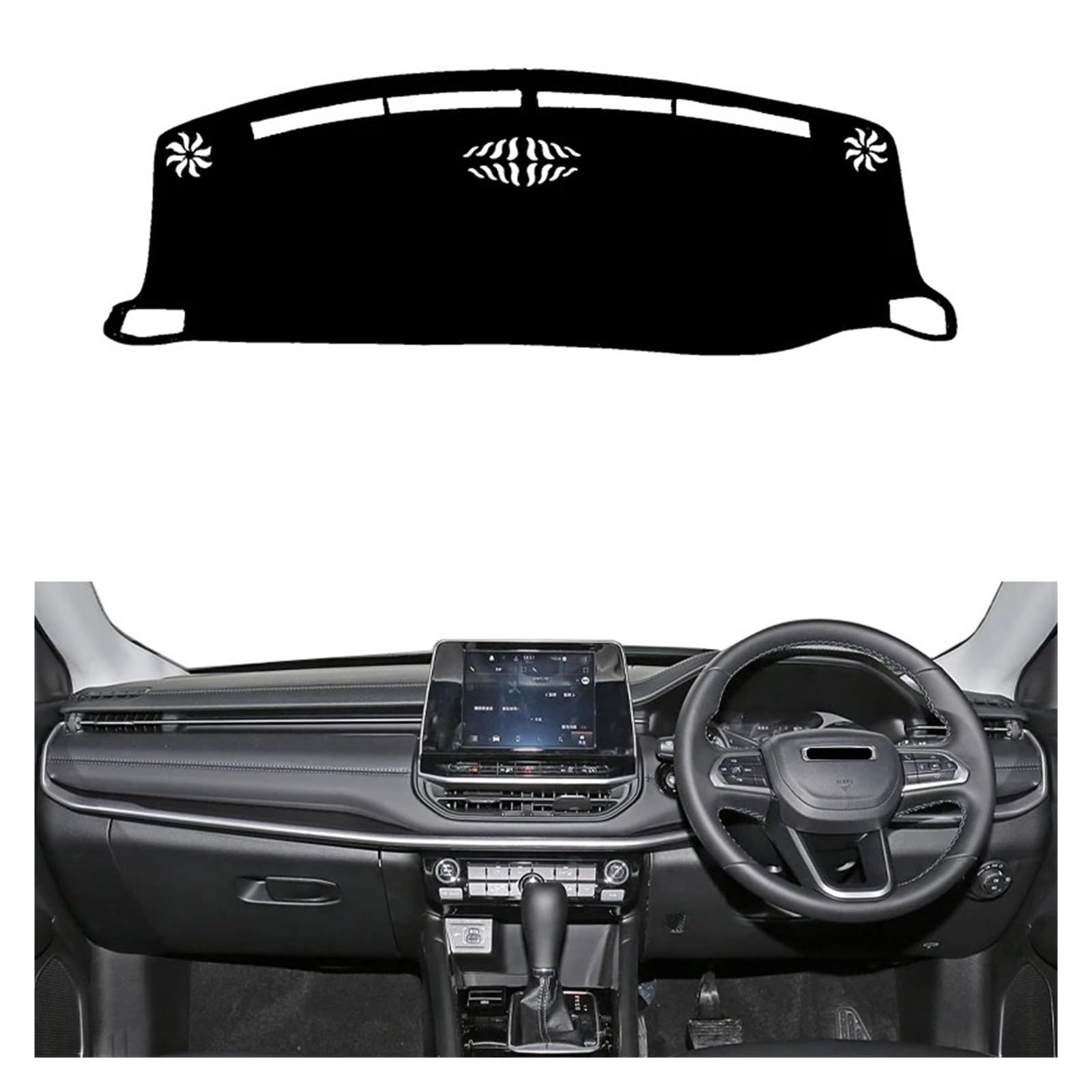 Tappetino Copri Cruscotto Per Jeep Per Compass 2021-2024 Parasole Per Cruscotto Auto Tappetino Antiscivolo Anti-UV Coche Cubierta Tablero(Left -Black)