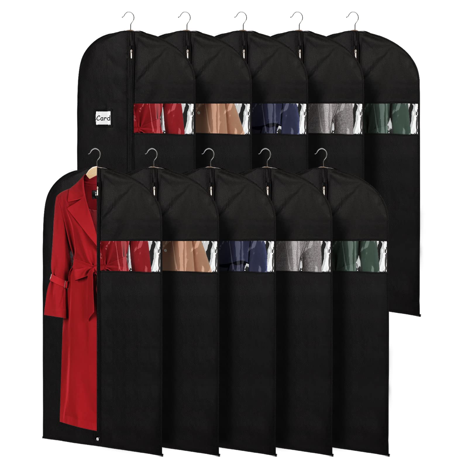 KEEGH Set 6 Sacchetti Porta Abiti Da Uomo 101 Cm Con Finestra Trasparente, Per Guardaroba E Viaggio, Beige