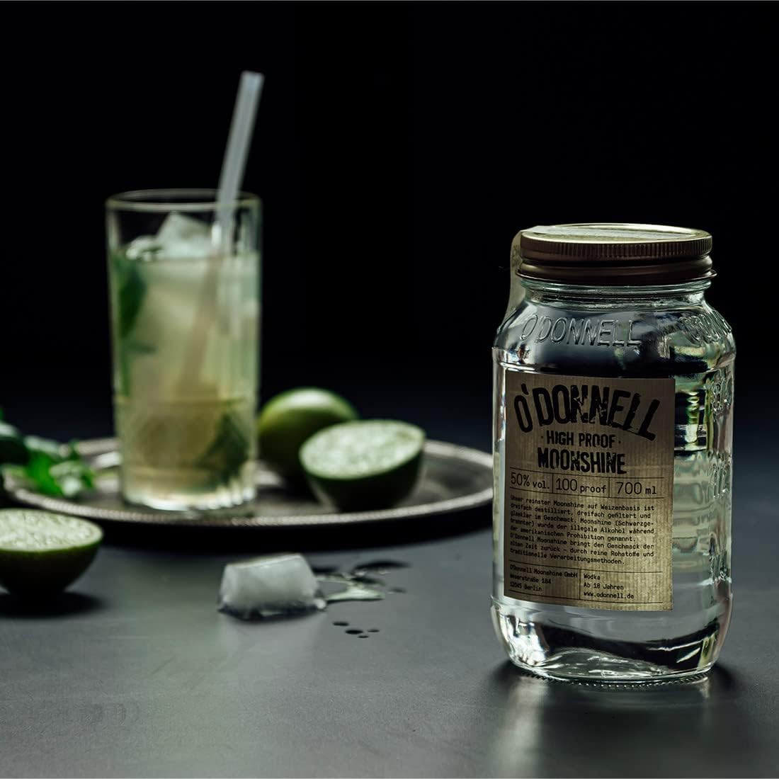 O’Donnell Vodka High Proof – 700ml Moonshine BIO-Vodka mit 50% vol. & dreifacher Destillation – Starker, glasklarer Charakter für echte Moonshiner – Made in Berlin
