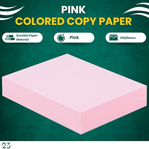 Miniatura 2 de Papel de copia rosa, papel de copia de color 8.5 x 11 pulgadas, resma rosa de 20#, papel de copia rosa, papel de copia para impresora, 500 hojas