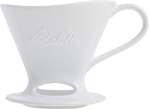 Miniatura 2 de Melitta 1 taza de cafetera de porcelana con cono de vertido, blanco brillante