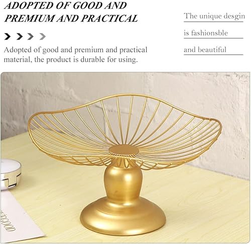 Miniatura 5 de Hemoton Cesta de frutas con patas doradas: cuenco de frutas de alambre de metal, plato decorativo para aperitivos, postre y pastel, bandeja para