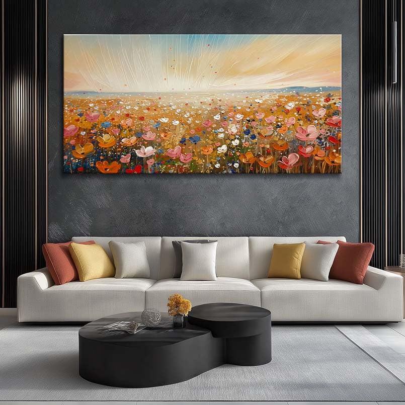 Cuadro abstracto de flores de lienzo decorativo para pared de dormitorio 4