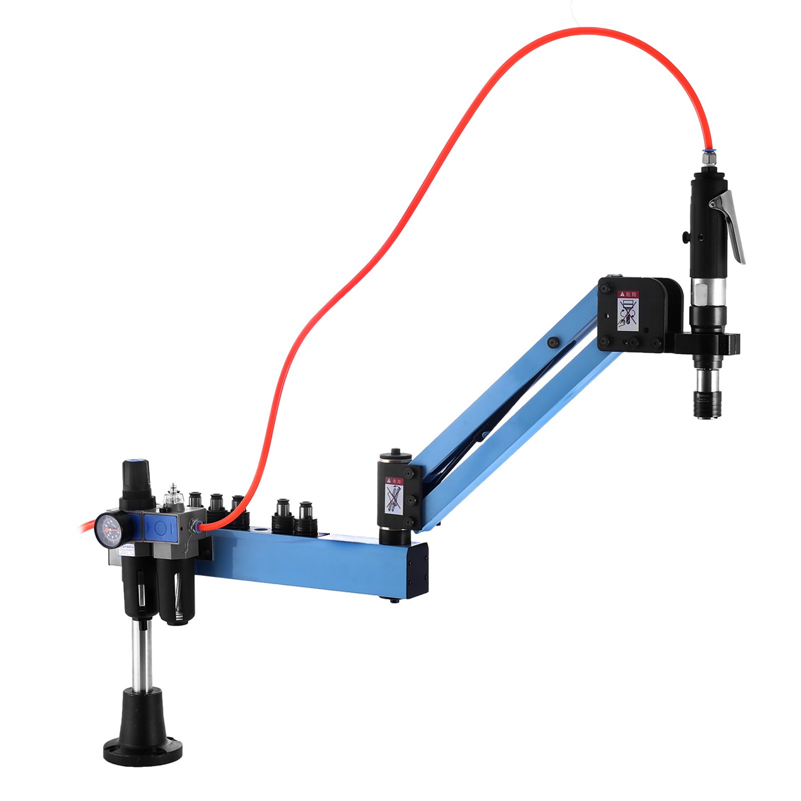 TM3-M12 Pneumatic Tapping Machine Universal Flexible Arm Tap Collets 1000mm Automatic Tapper Tool Vertical Type Flexible Air Tapping Machine, Grey