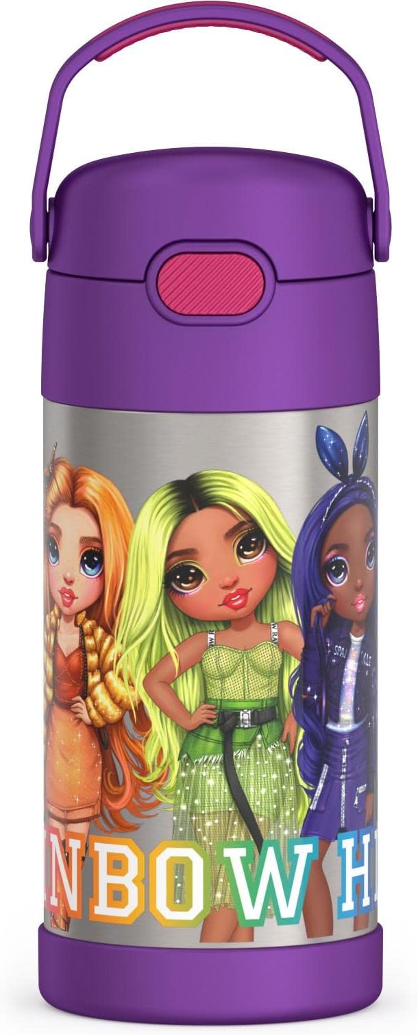 FUNTAINER Water Bottle with Straw, 12oz, Rainbow High