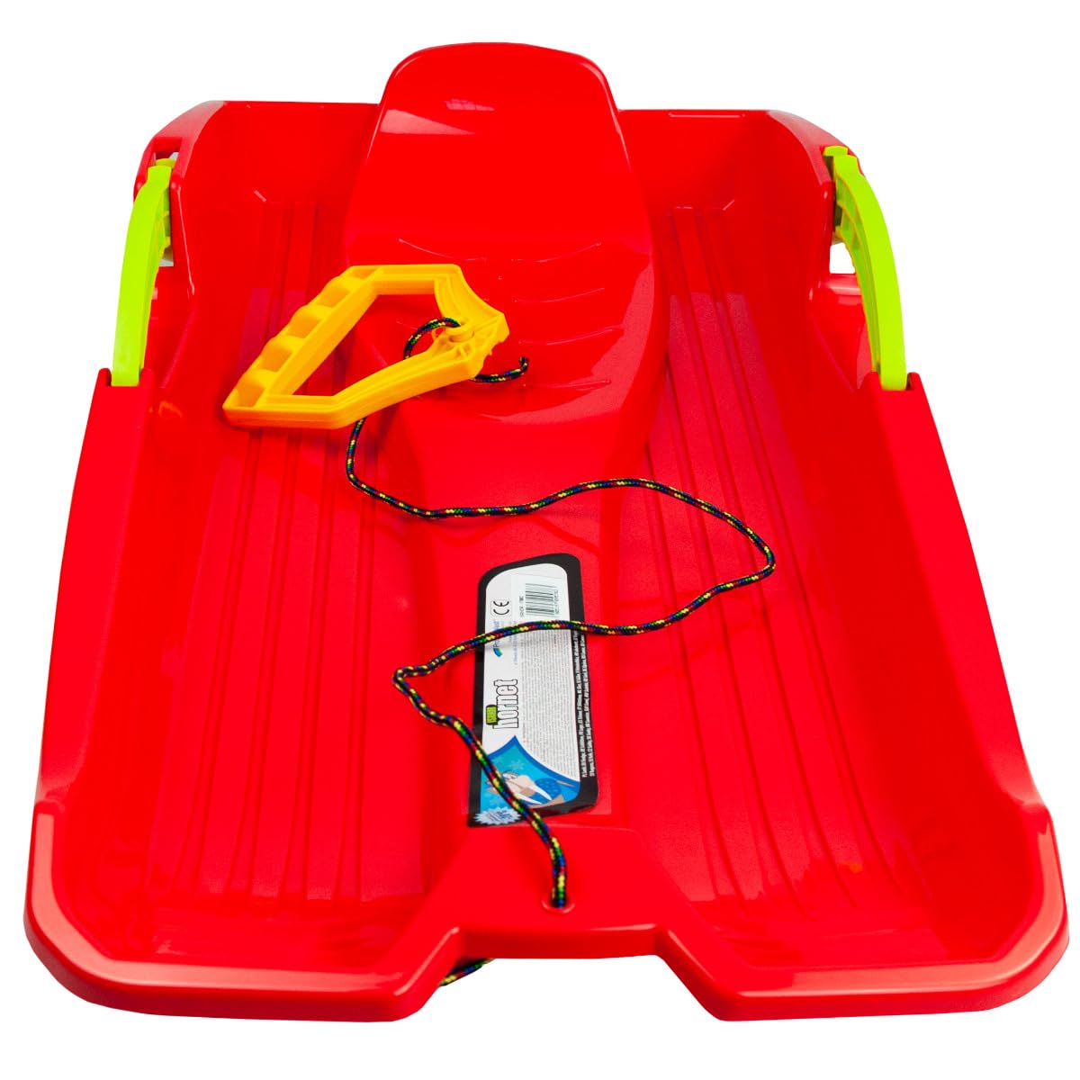 Deslizador de nieve para niños de plástico con cuerda de tracción y freno