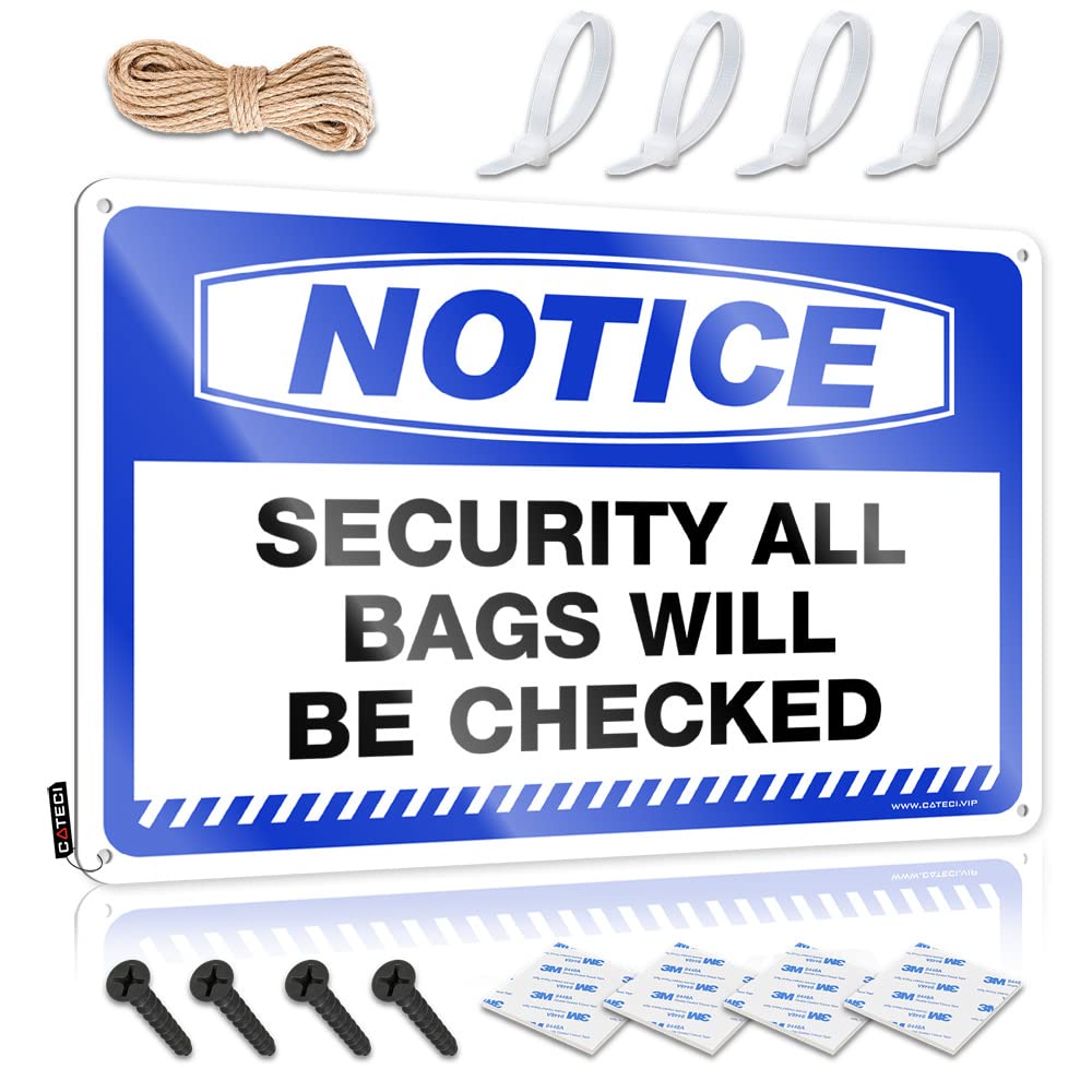 Beer Signs For Bar Notice Security All Bags Will Be Checked Tin Sign Whiskey Signs For Home Bar Man Cave Sign Funny(30X40CM)