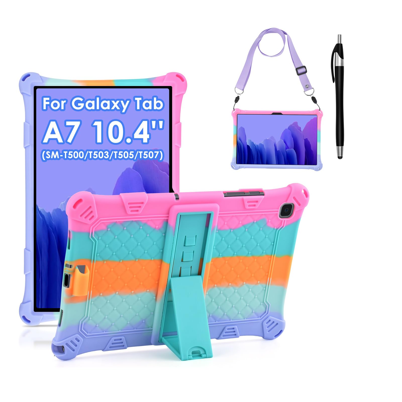 KATUMO Silicone Case Compatible with Samsung Galaxy Tab A7 10.4 inch 2020 2022 (SM-T500/ T503/ T505/ T507) Soft Rubber Case with Stylus Pen Galaxy Tab A7 Case for Kids