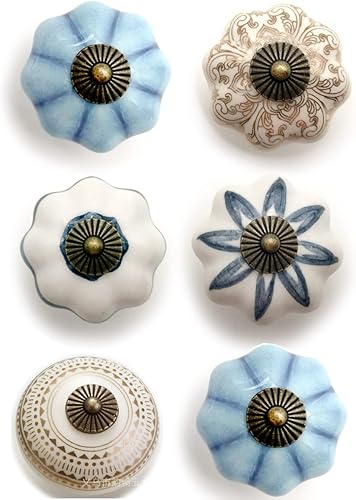 MOU 20 Pcs Drawer Knobs pulls, Cabinet Ceramic Knobs, Retro and Elegant Handmade Ceramic Knobs,Cabinet Handles
