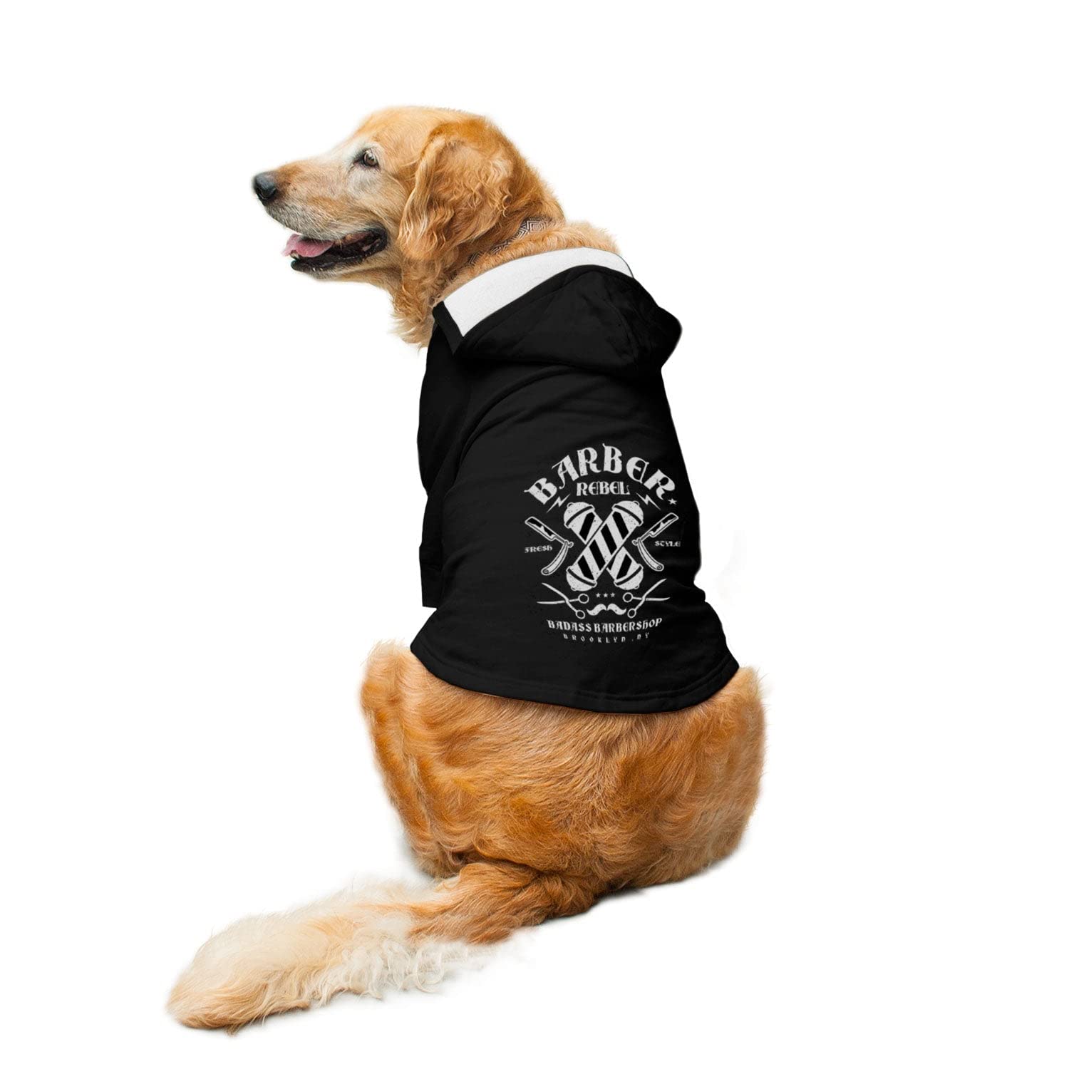 Ruse Barber Rebel II Printed Full Sleeves Dog Autumn Winter Hoodie Jacket/Apparel/Clothes/Jackets Gift for Dogs.Black/X-Small (Puppy) (B07JRBVX2T) Amazon Price History, Amazon Price Tracker