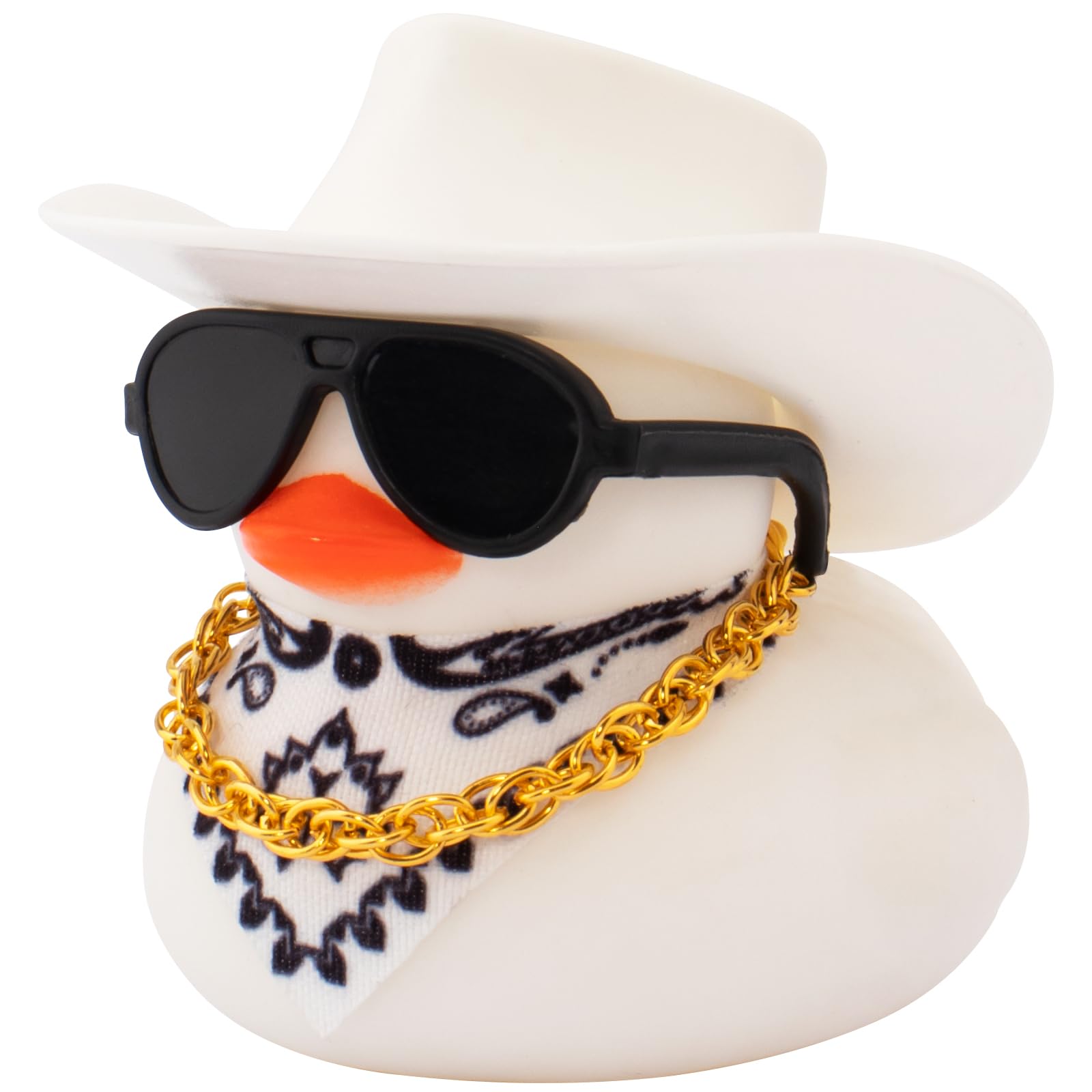 wonuu Car Dashboard Colorful Rubber Ducks Decorations, Rubber Ducky for Car Ornament Cute Duck with Cowboy Hat, Glasses, Necklace, Scarf, White