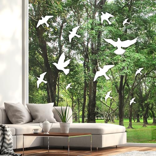 12 Pcs Fensteraufkleber Bird Shape Window Decals Kollisionssichere Fensteraufkleber zur Vermeidung von Vogel-Kollisionen Glastürschutz und Vogelschutz