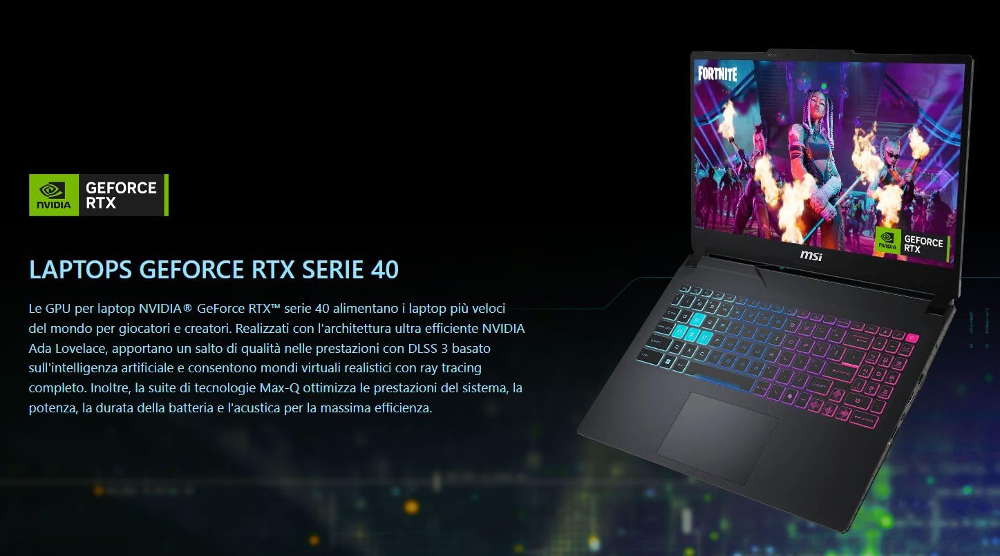 msi Cyborg 15 AI A1VFK, Notebook Gaming, 15,6" FHD 144Hz, Intel Ultra 7 155H, Nvidia RTX 4060 GDDR6 8GB, 1TB SSD NVMe PCIe4, Ram DDR5 16GB, WiFi 6E, Windows 11 Pro