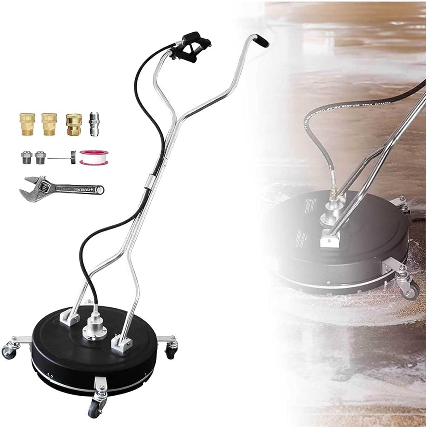 20" Pressure Washer Surface Cleaner,2 Nozzle Wash Broom & Side Nozzles