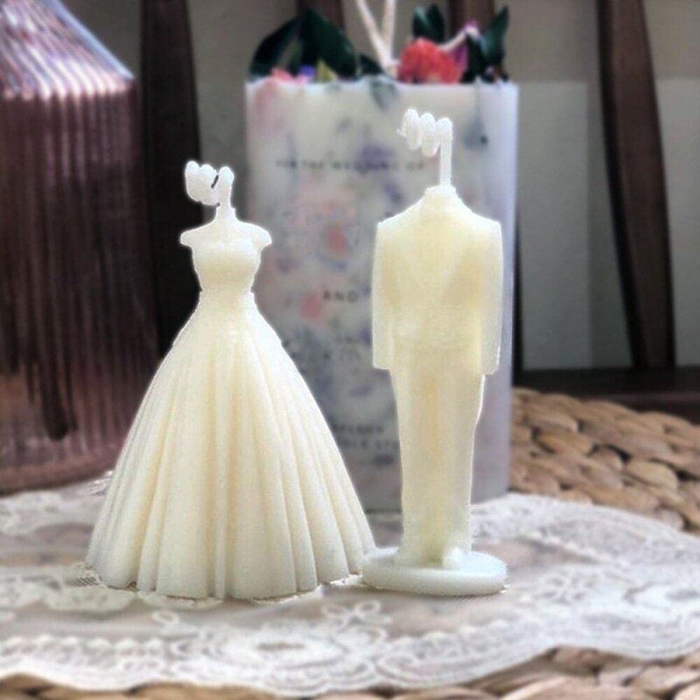 Très Sûr Robe Mariée Moule Boîte À Fleurs Bougie Moules 3D