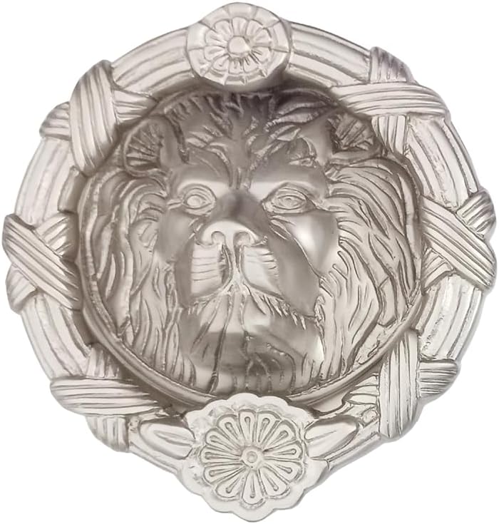 Shristy Hardware 8" Lion Brass Door Knocker for Door Front - Exterior for Home Brass Door Knocker Front Door Entry Knocker - (Pack of 1 Satin Nickel Finish)