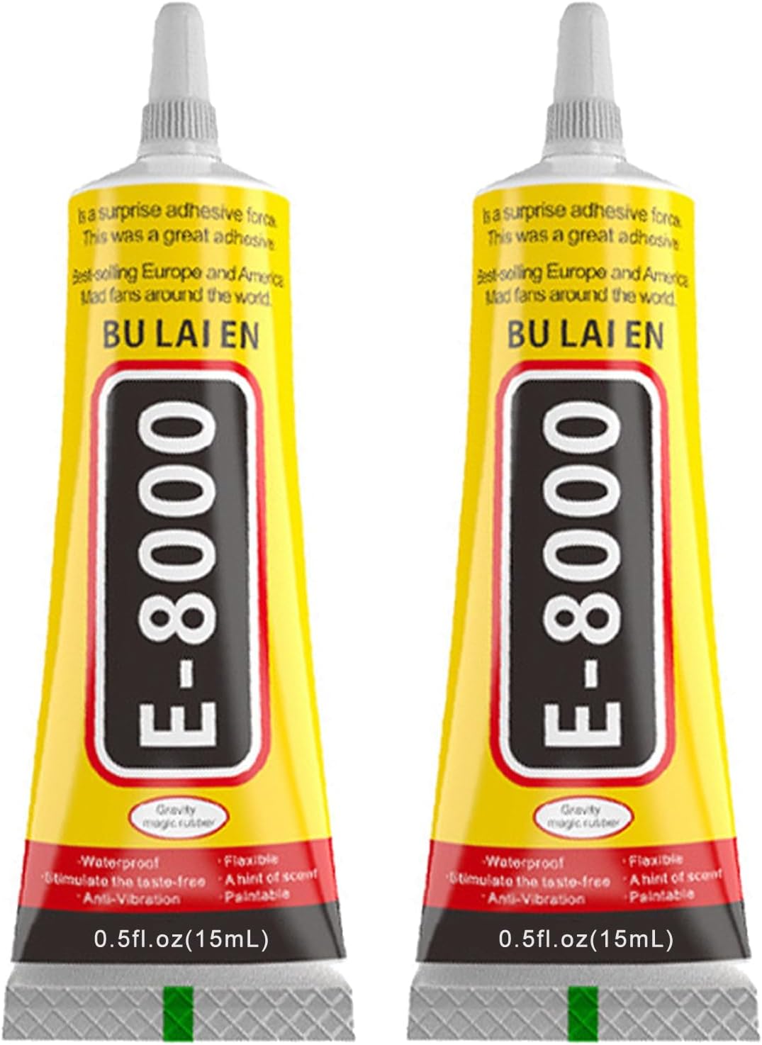 E8000 Glue - 2PC Super Glue - Transperant Multi-Function Glues Suitable for Phone Jewelry Glass Wood Metal Fabric (15mlx2 Pack)